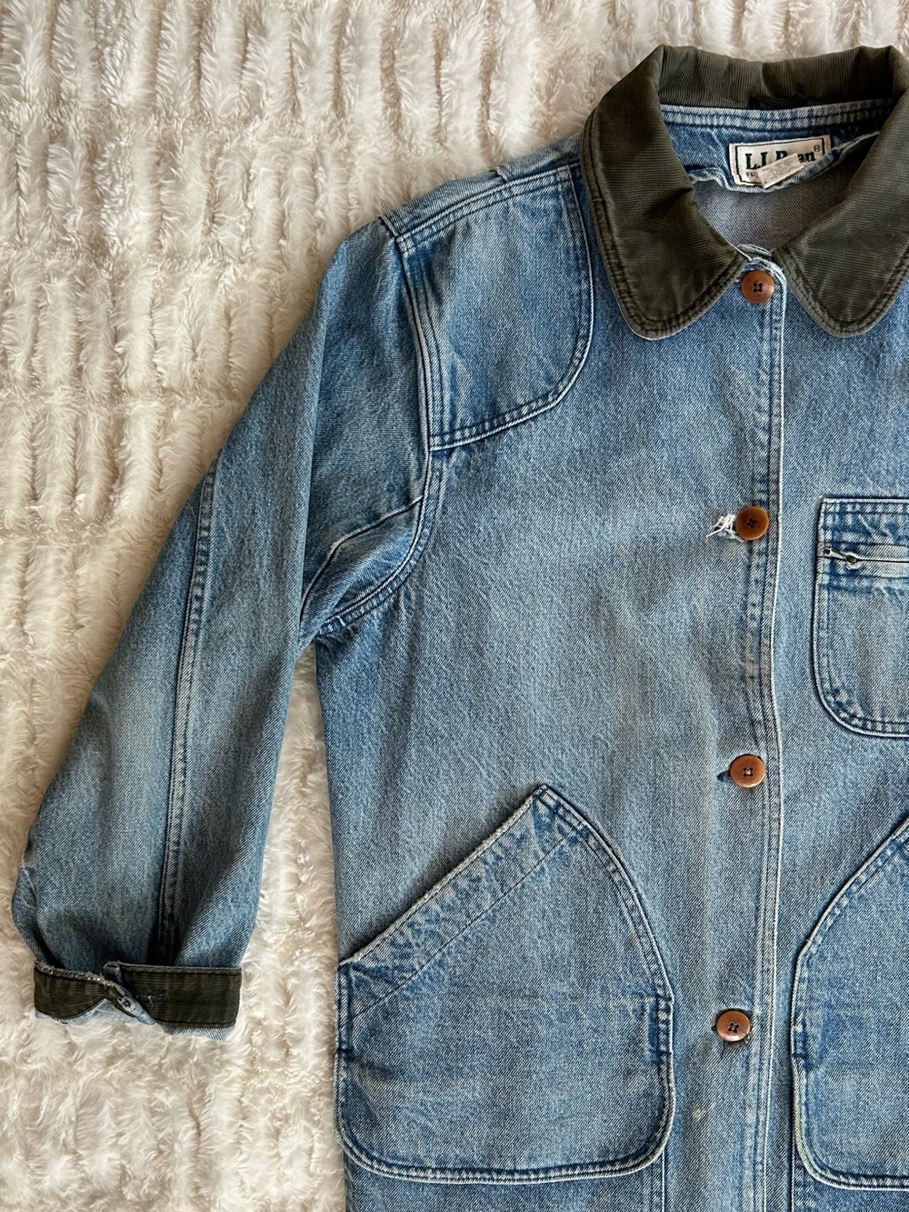 Made in USA LL Bean Vintage Chore Coat Barn Jacket Denim - Picture 5 of 13